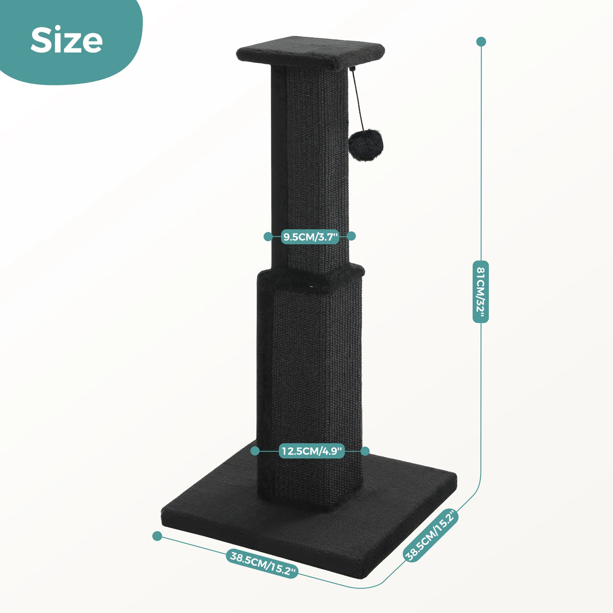 PAWZ Road Tall Cat Scratching Post With Sisal Ball