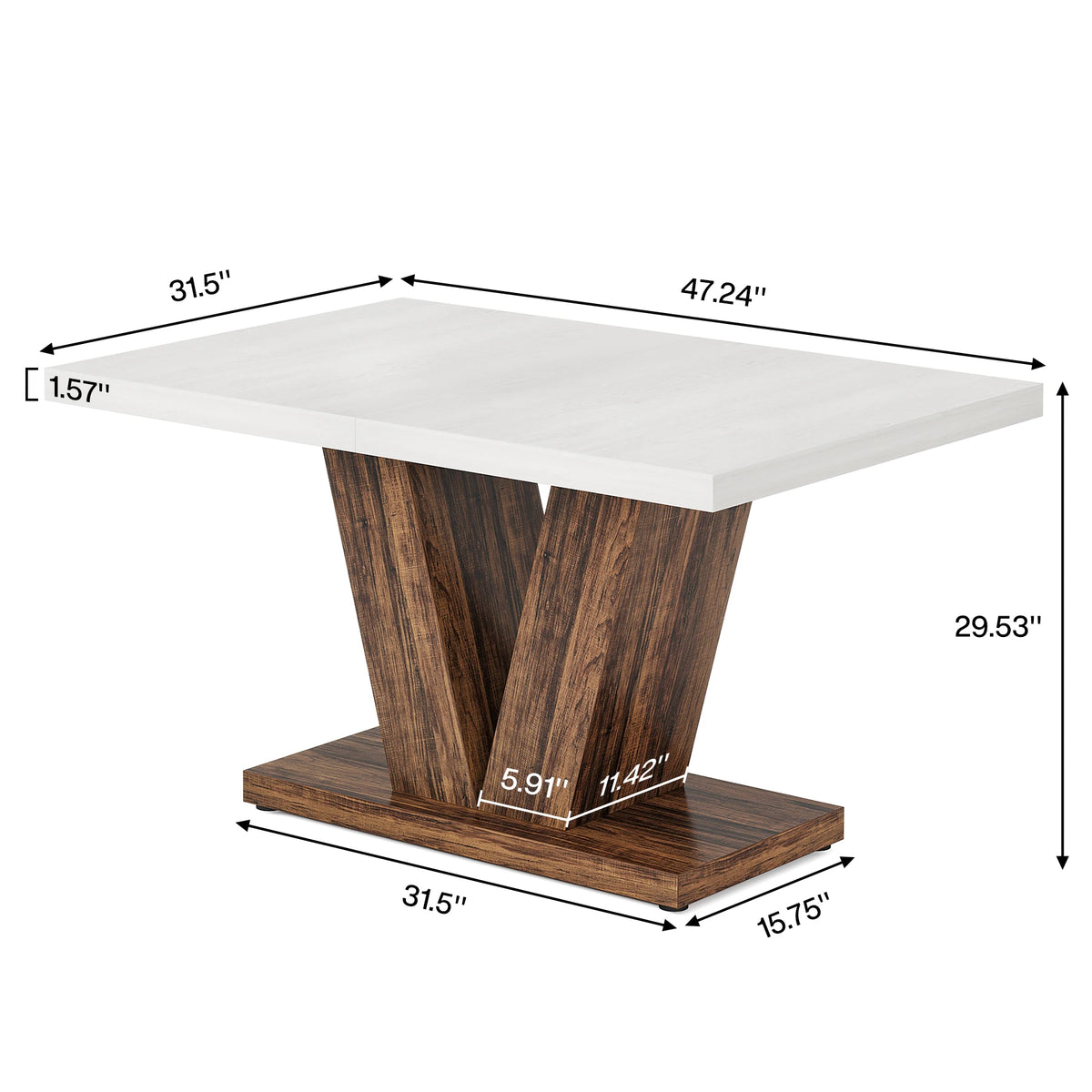 Tribesigns Wooden Farmhouse Dining Table With Heavy Duty Pedestal