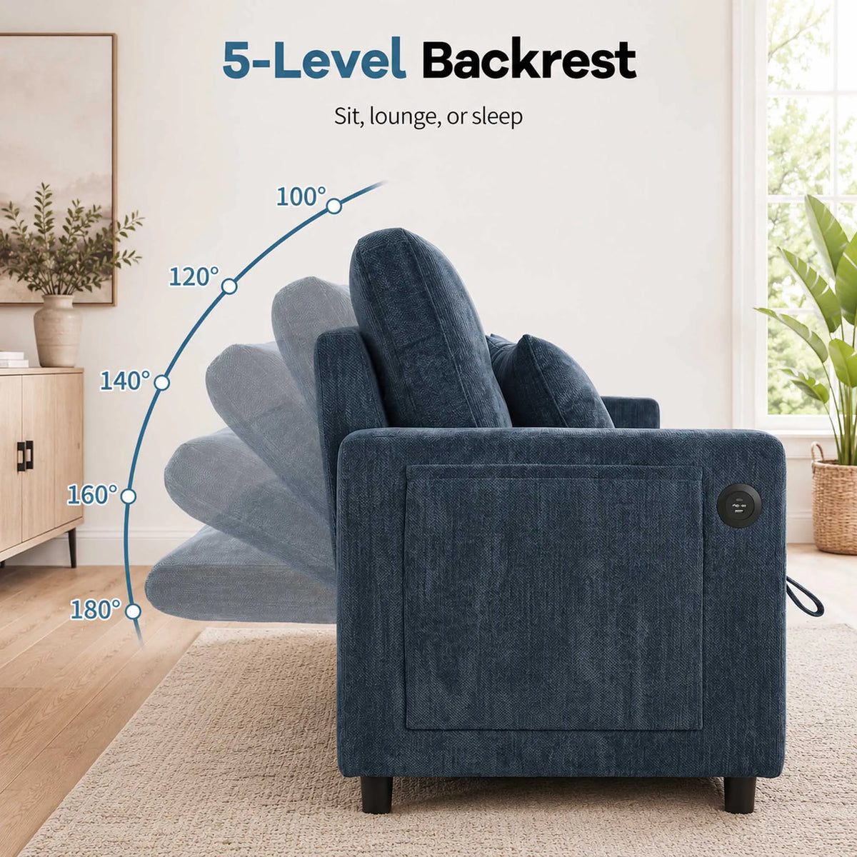 Convertible Sectional Sofa With Pull Out Bed And Storage Chaise