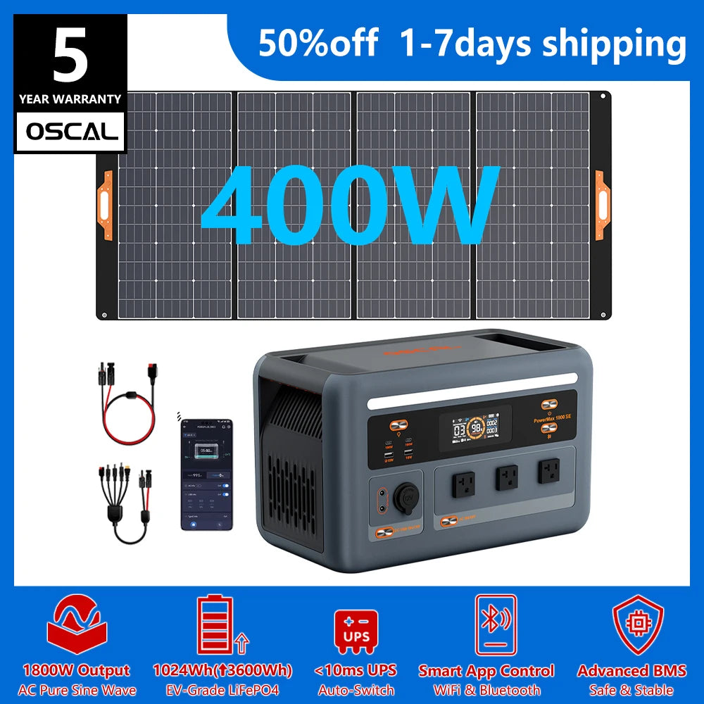 Oscal Powermax 1800W Portable Power Station With 1024Wh LiFePO4 Battery
