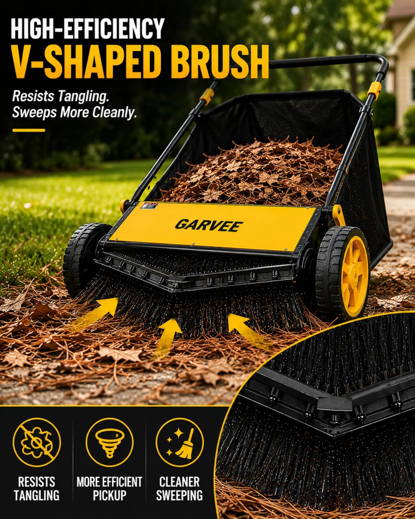 HiMISS Lawn Sweeper Manual Push Yard Leaf Grass Collector