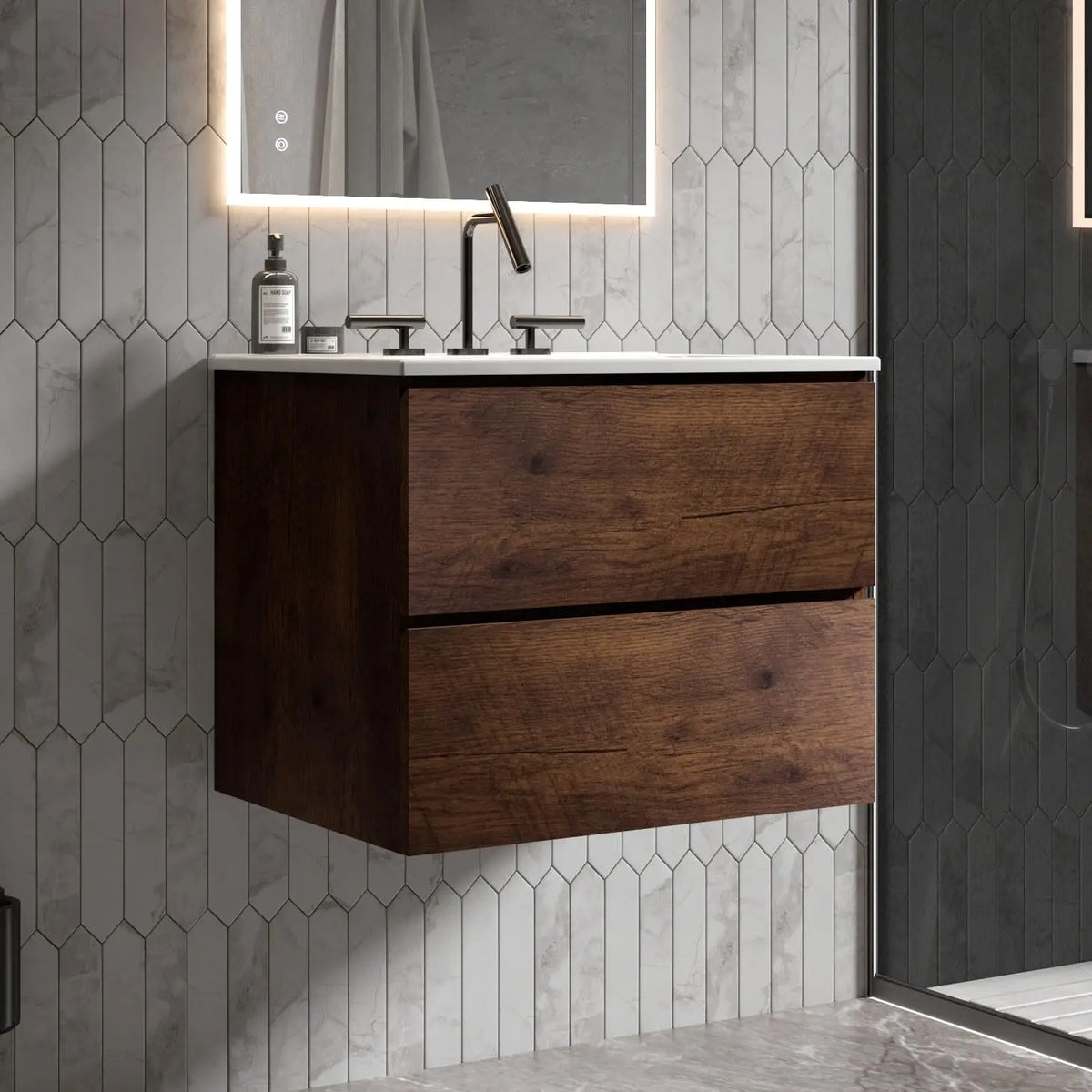 Modern Floating Bathroom Vanity With Sink And Soft Closing Drawers