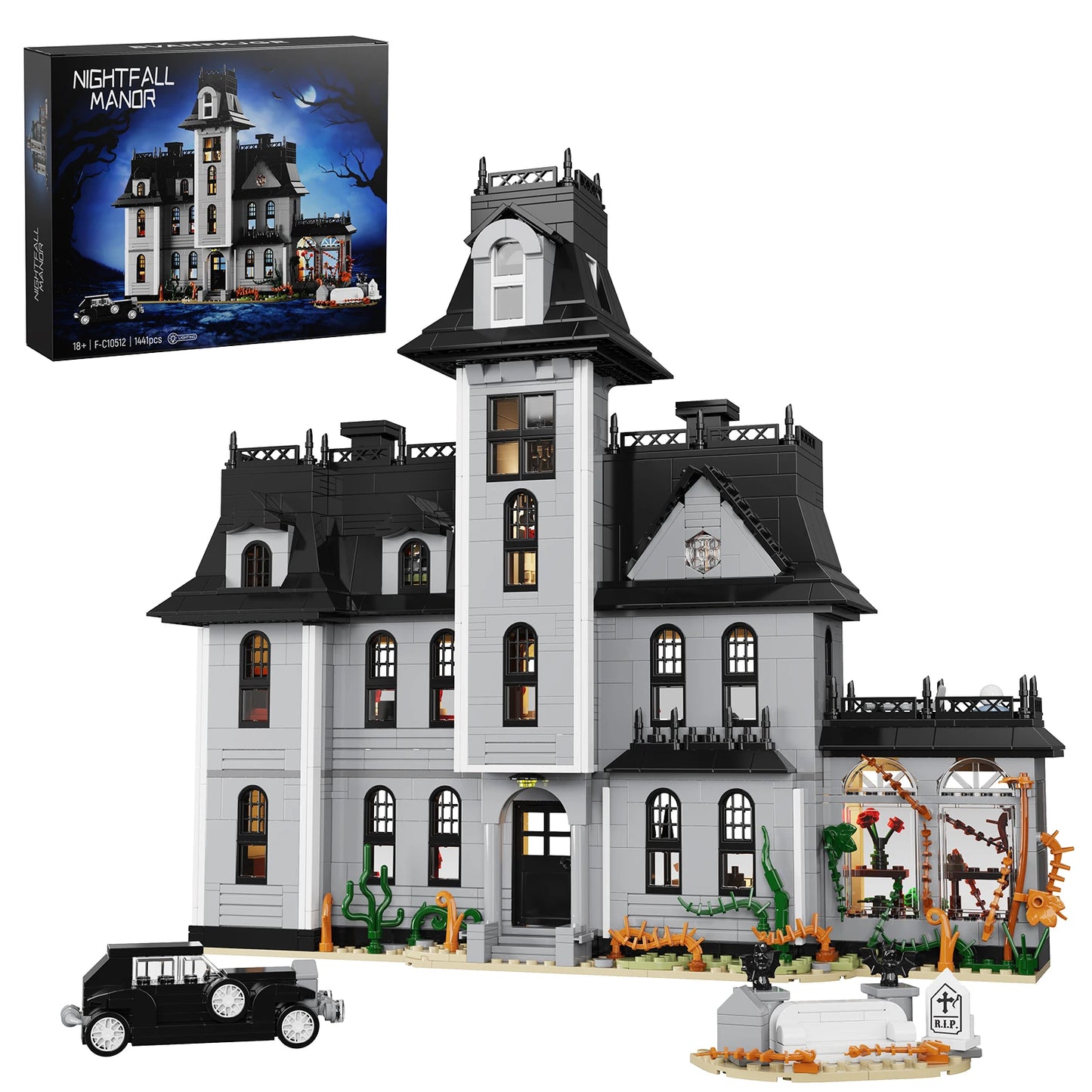 Gothic Architecture Building Blocks Set Nightfall Manor Desktop Ornament
