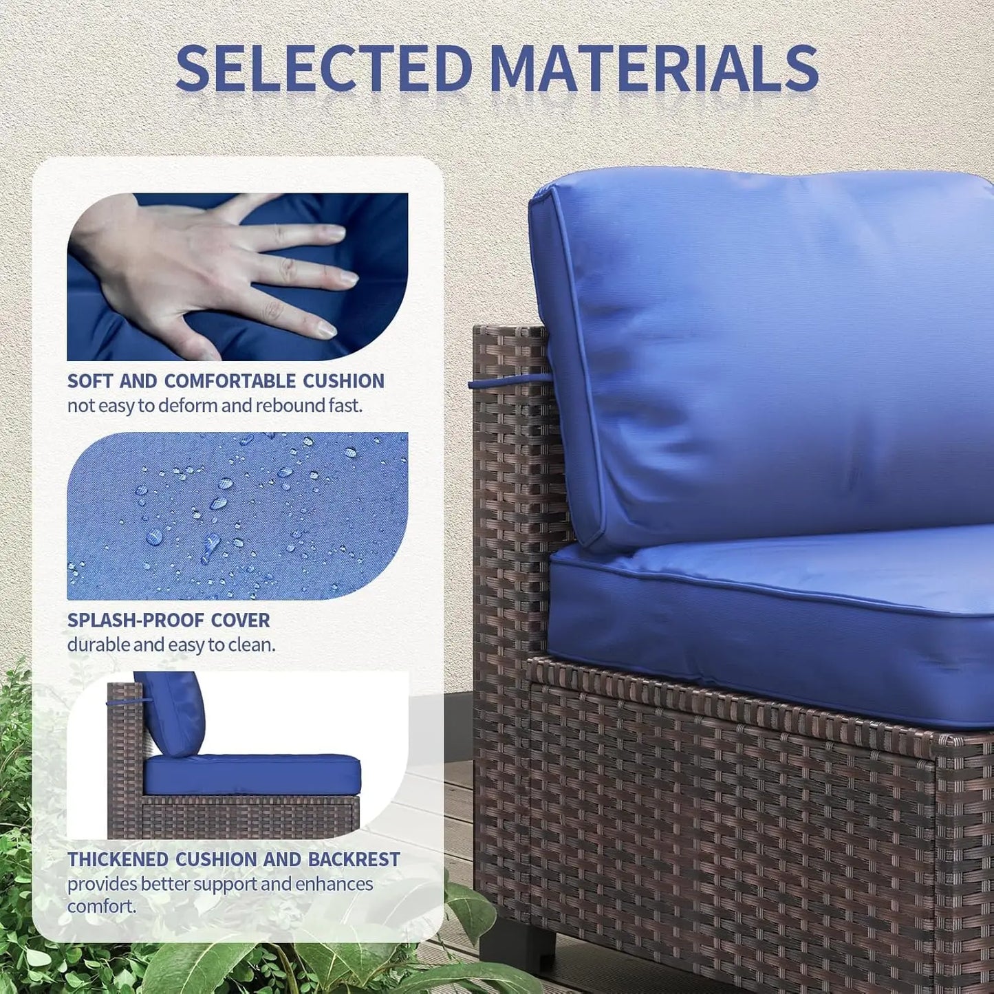 HobbyLane 7-Piece Modular Outdoor Furniture Set PE Rattan Wicker Balcony