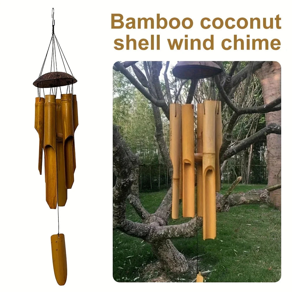 Garden Bamboo Wind Chimes Outdoor Wooden Decor Festive Seasonal Decor