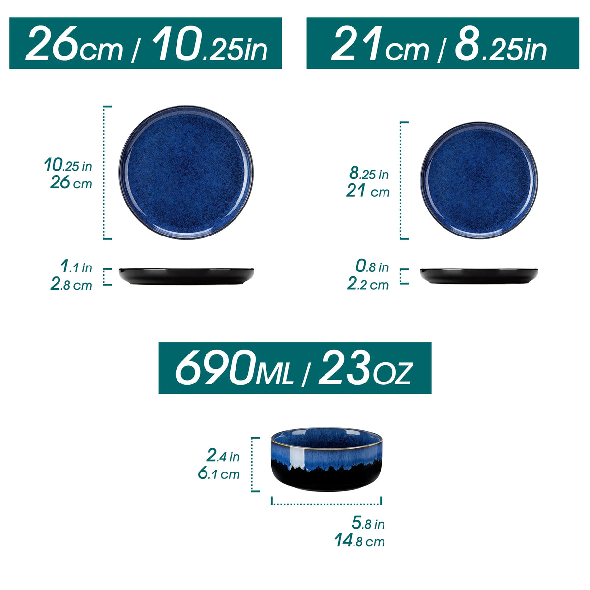 Malacasa Starry Reactive Glaze Stoneware Ceramic Dinnerware Set