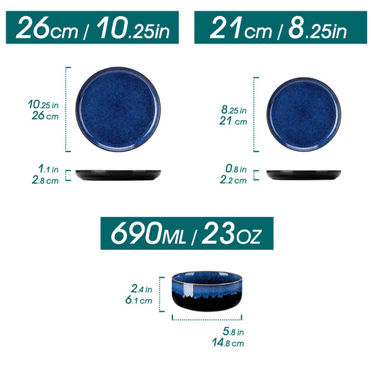 Malacasa Starry Reactive Glaze Stoneware Ceramic Dinnerware Set