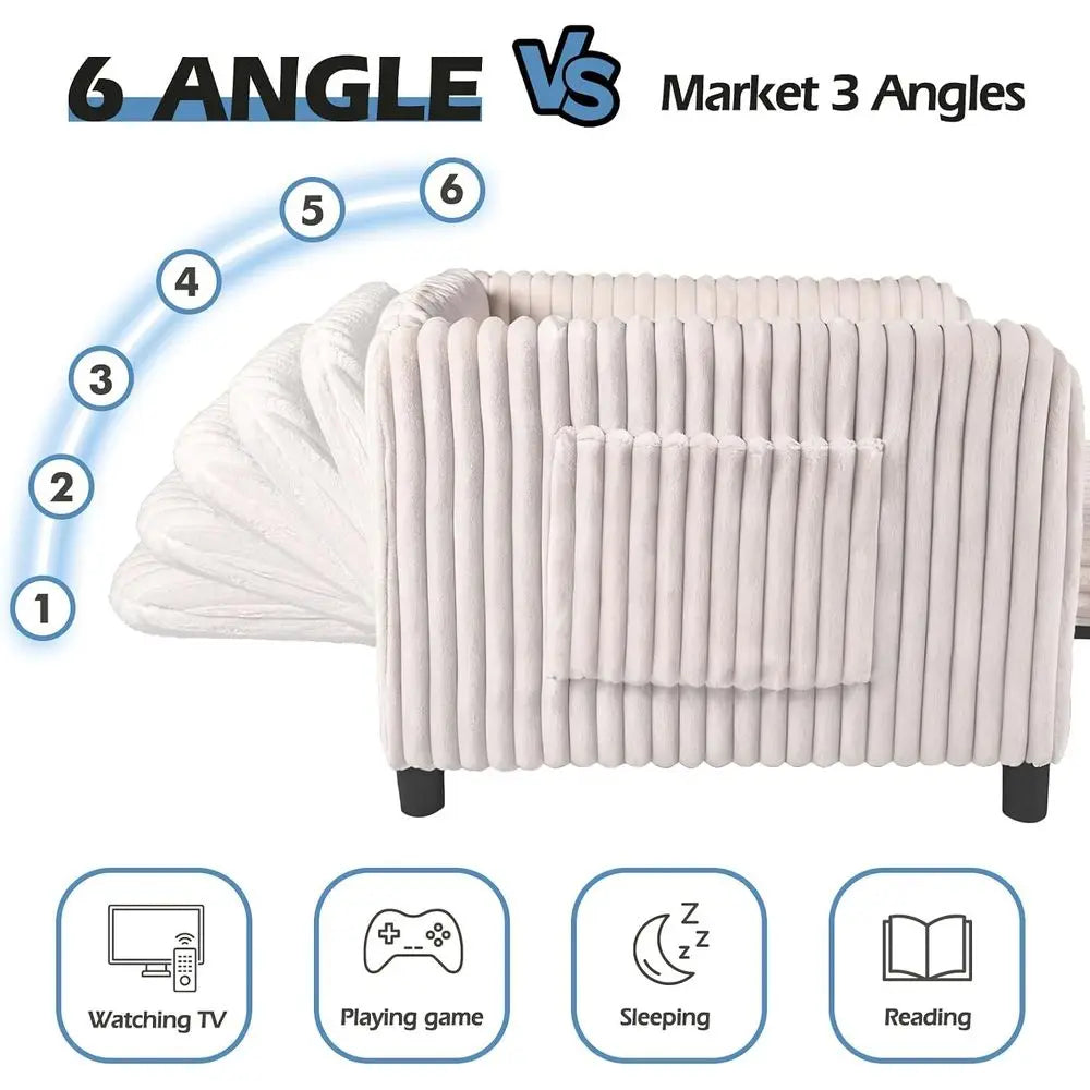 Convertible Sleeper Chair With Plush Cushion And Solid Wood Frame