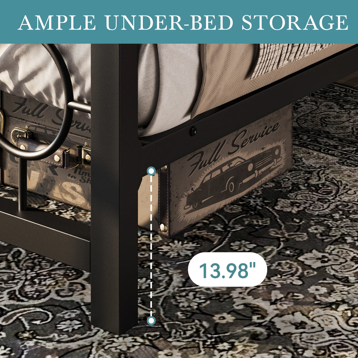 Hoomic Metal Platform Bed Frame With Classic Vintage Style