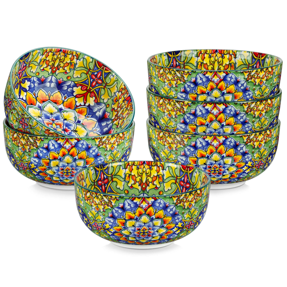 Malacasa Bohemian Floral Ceramic Cereal Bowl Set For Home