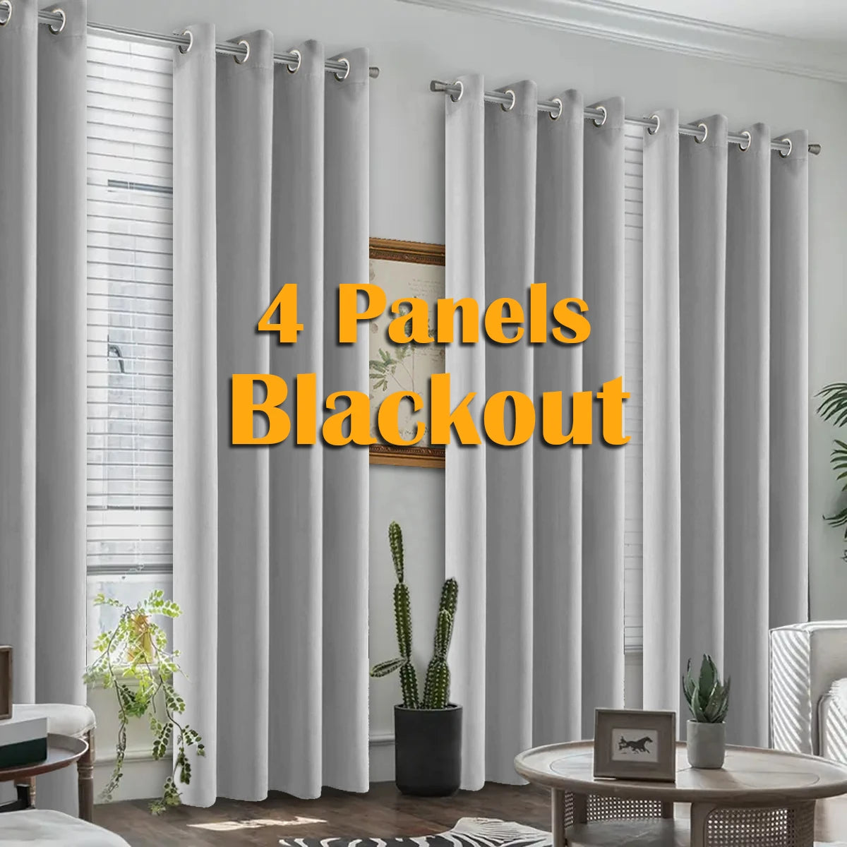 4 Pack Blackout Curtains Heat Insulated Noise Reduction