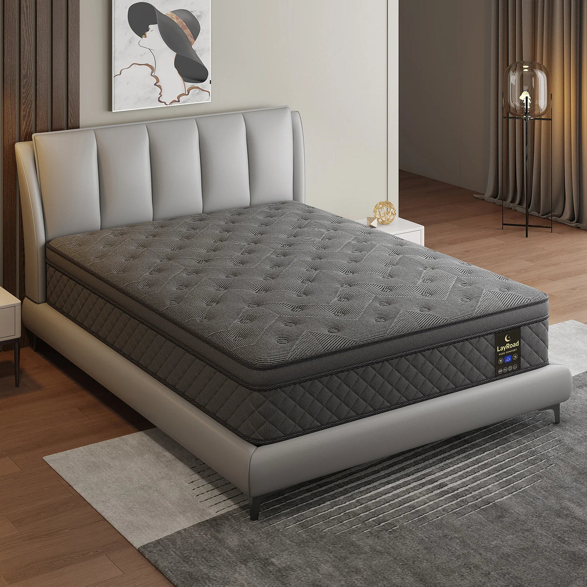 Layroad Gel Memory Foam Mattress With Cooling Support And Pressure Relief