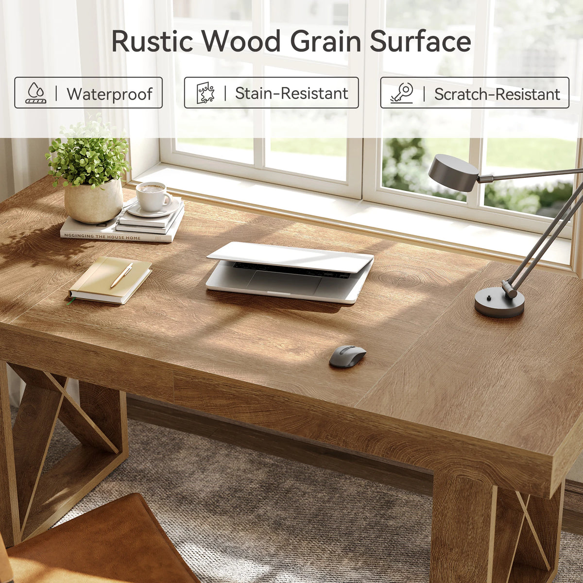 Tribesigns Farmhouse Rectangular Wooden Dining Table For Kitchen