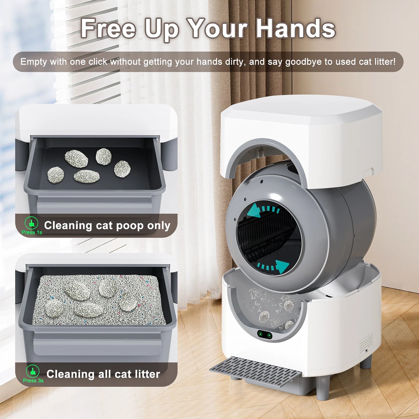 Ellenpent Automatic Self-Cleaning Litter Box With App Control