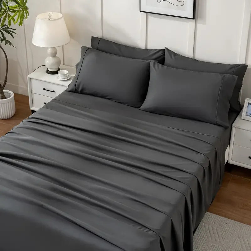Bamboo Viscose Cooling Sheet Set Breathable Brushed Hot Sleeper Bedding