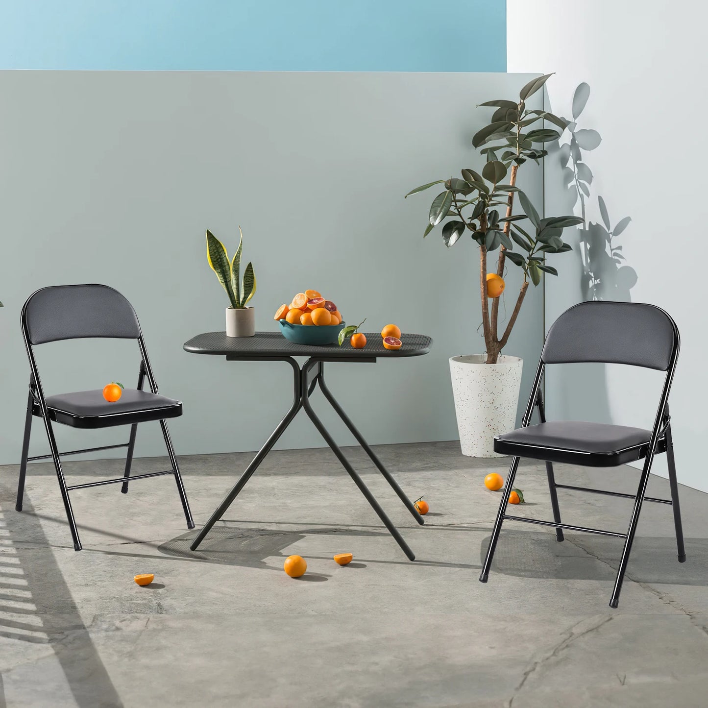 JHK Leather Padded Folding Chair 4 Pack For Living Room