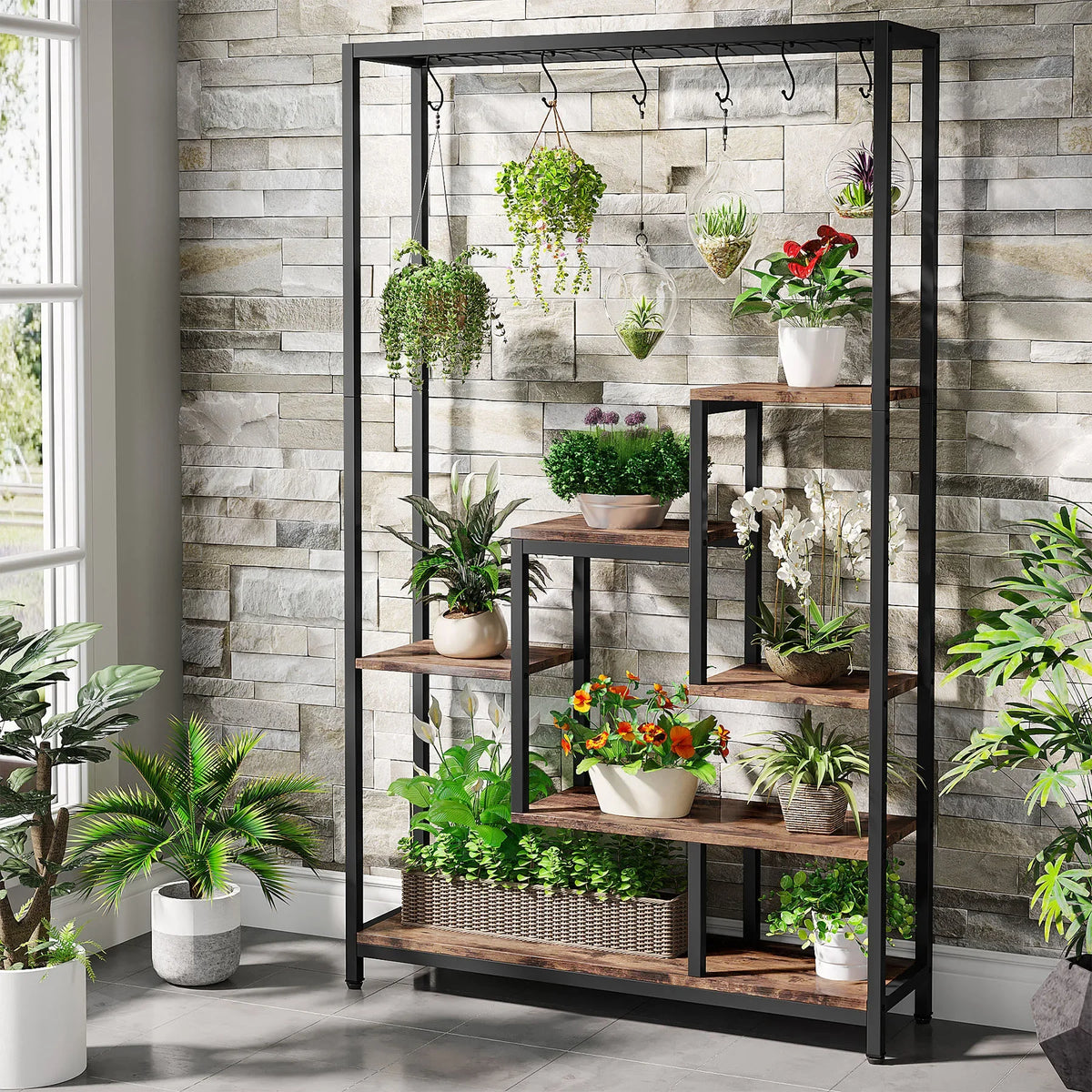 Tribesigns Five Tier Indoor Plant Stand With Storage Shelf Unit
