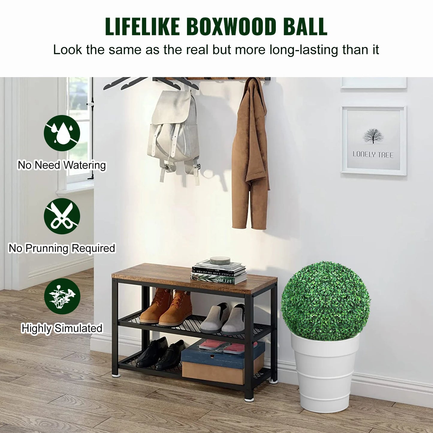 Artificial Boxwood Topiary Balls With Led Lights For Garden Decor