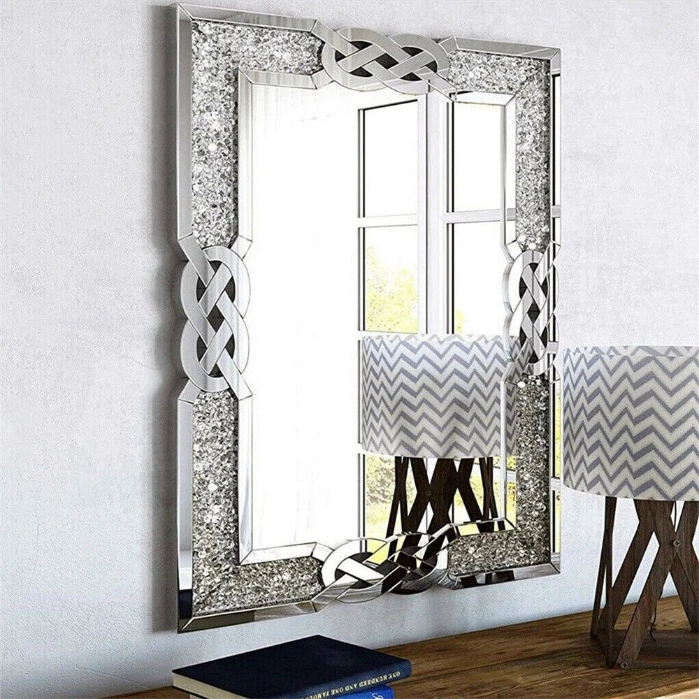 Luvodi Framed Crystal Wall Mirror For Elegant Home Decor Accent