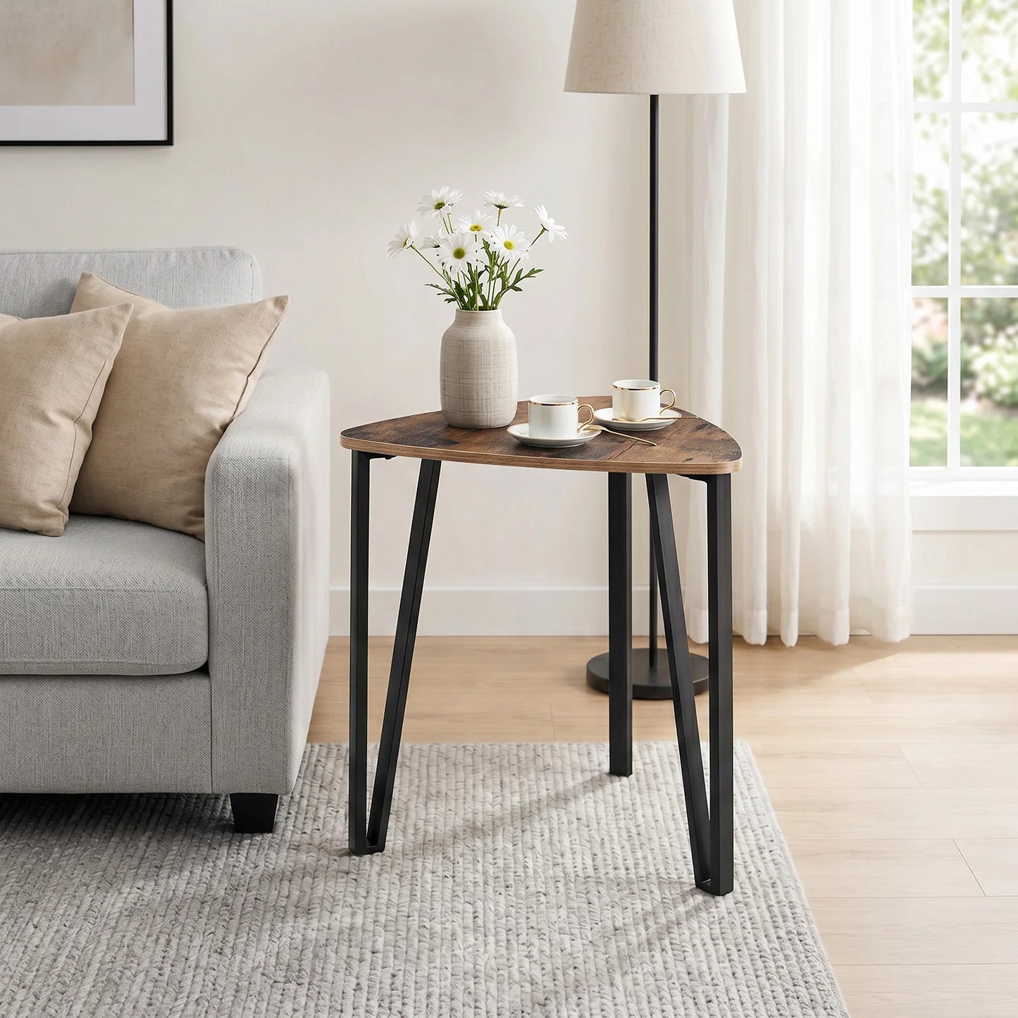 HiMISS Triangle Nesting Coffee Tables Three Piece Set Metal Frames