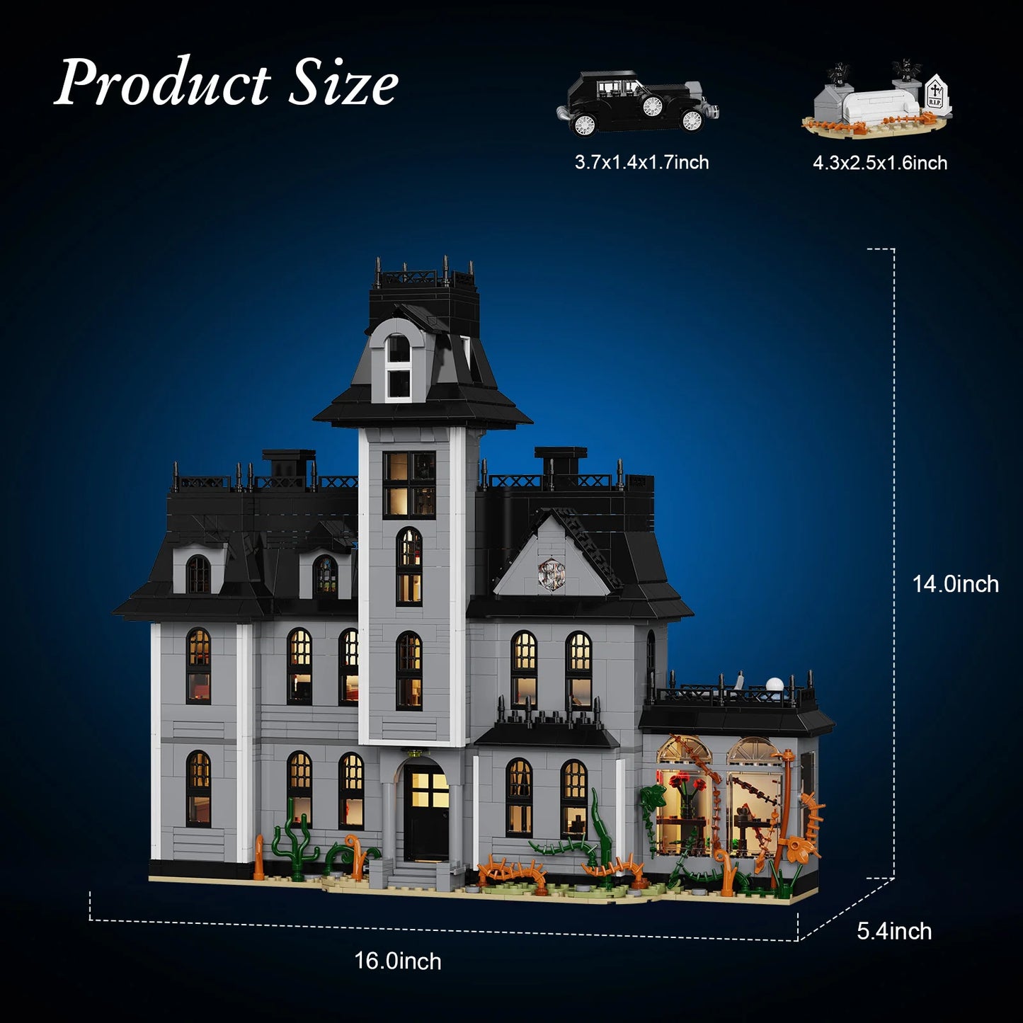 Gothic Architecture Building Blocks Set Nightfall Manor Desktop Ornament