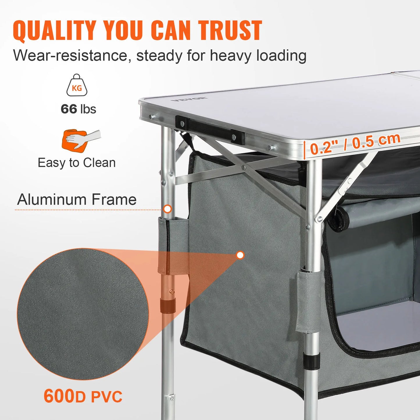 VeVOR Folding Camping Kitchen Table For Outdoor Picnic And Travel