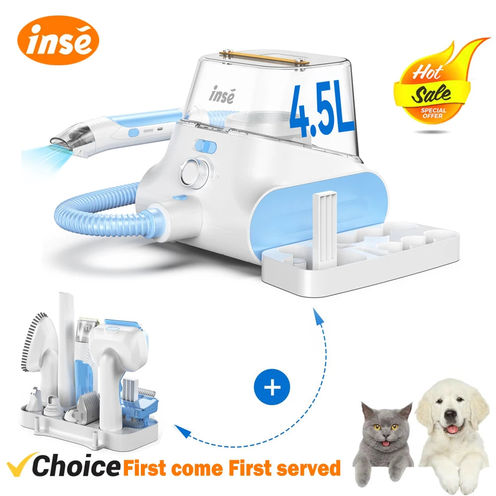 INSE Low Noise Pet Grooming Vacuum With Dog Clipper Kit