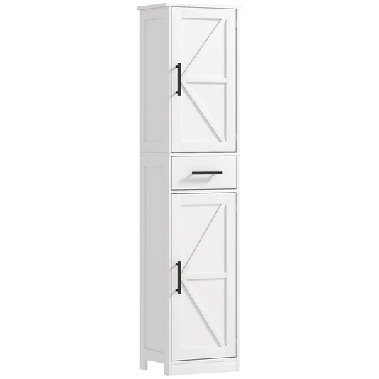 Homcom Farmhouse Narrow Bathroom Storage Cabinet With Barn Doors