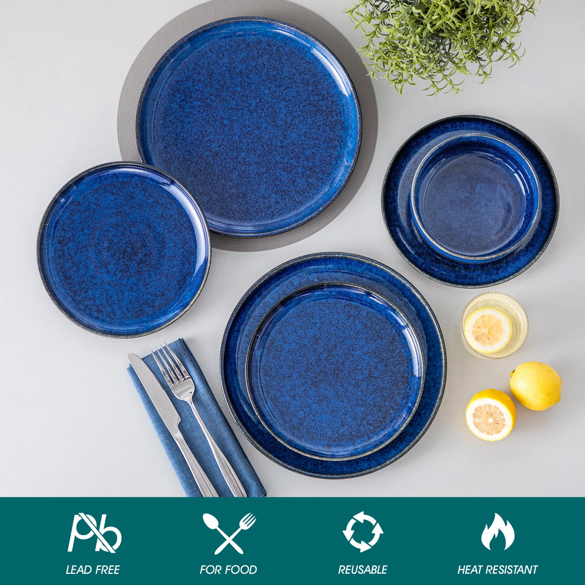 Malacasa Starry Reactive Glaze Stoneware Ceramic Dinnerware Set