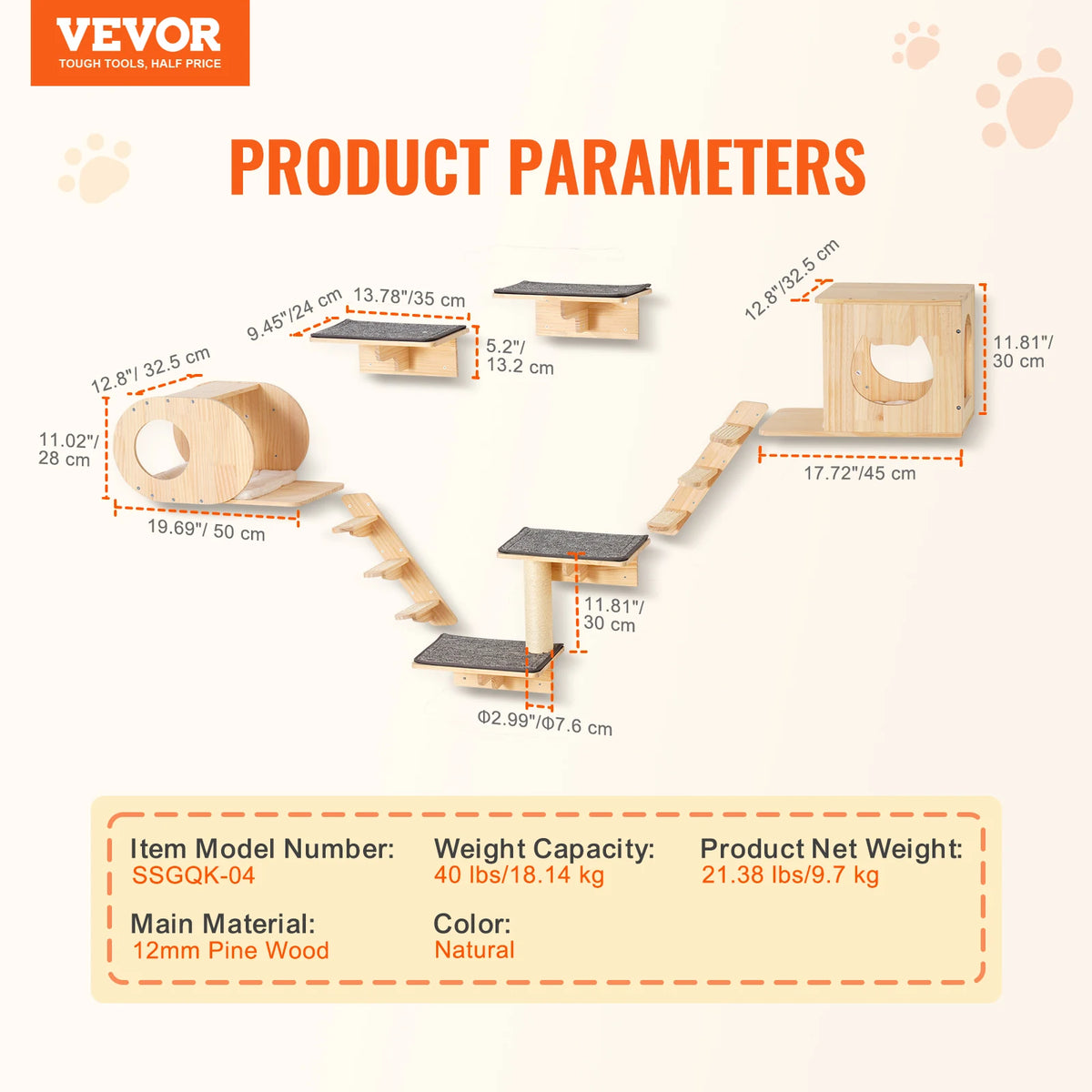 SucceBuy Wall Mounted Cat Shelves With Perches And Hammocks