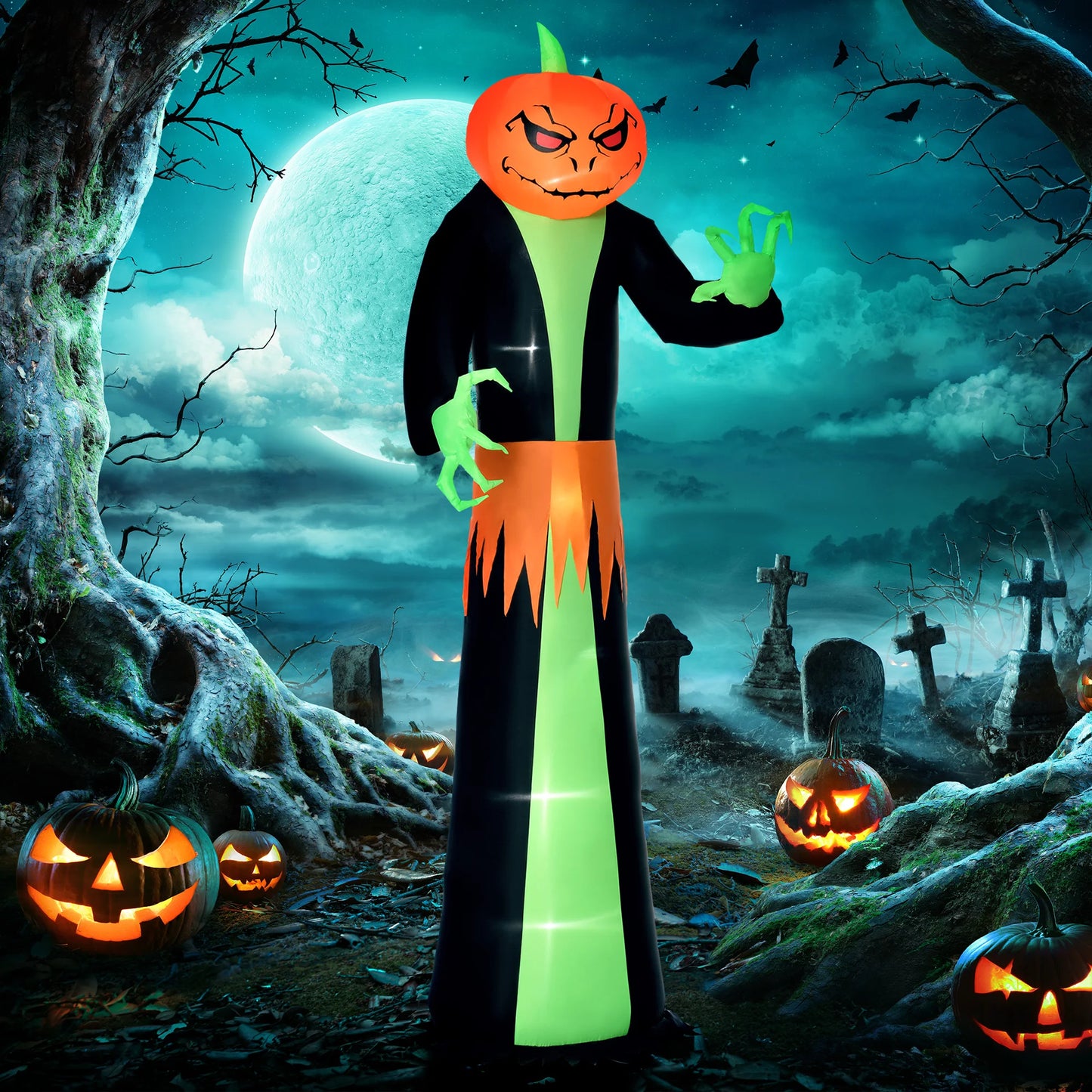 Glowing Pumpkin Inflatable Outdoor Halloween Lawn Decorations