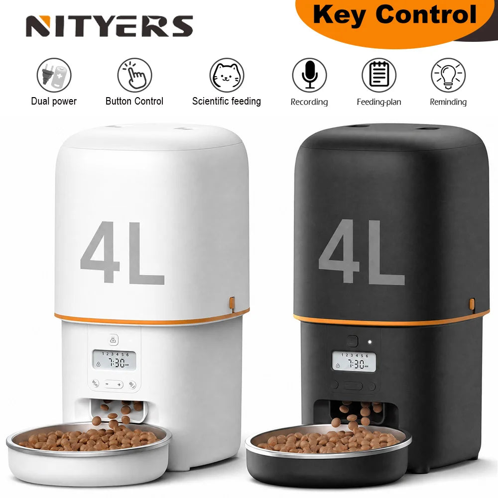 Nityers 4L Automatic Cat Feeder With Voice Recorder