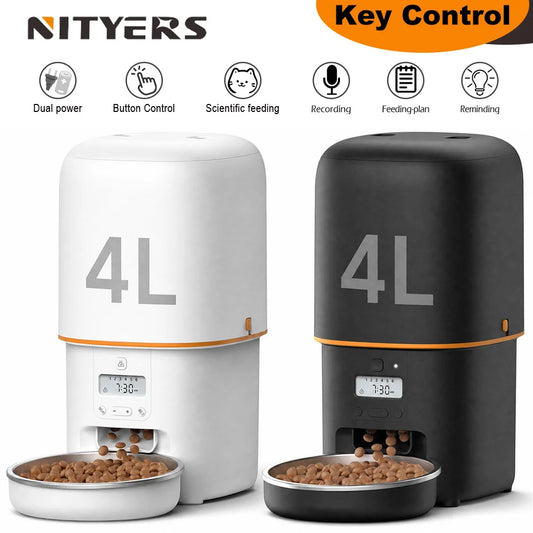 Nityers 4L Automatic Cat Feeder With Voice Recorder