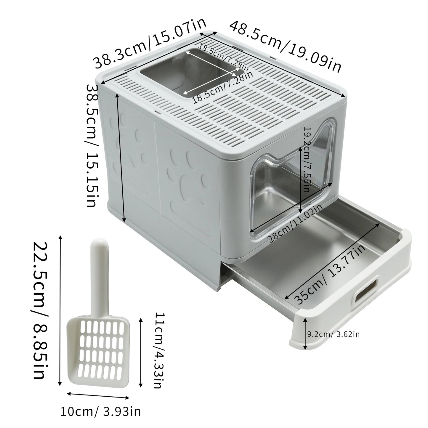 Plastic Cat Litter Box Front Entry With Top Exit Lid For Easy Cleaning