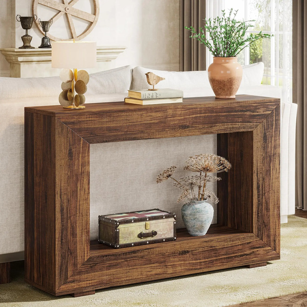 Tribesigns Industrial Farmhouse Console Table With Storage
