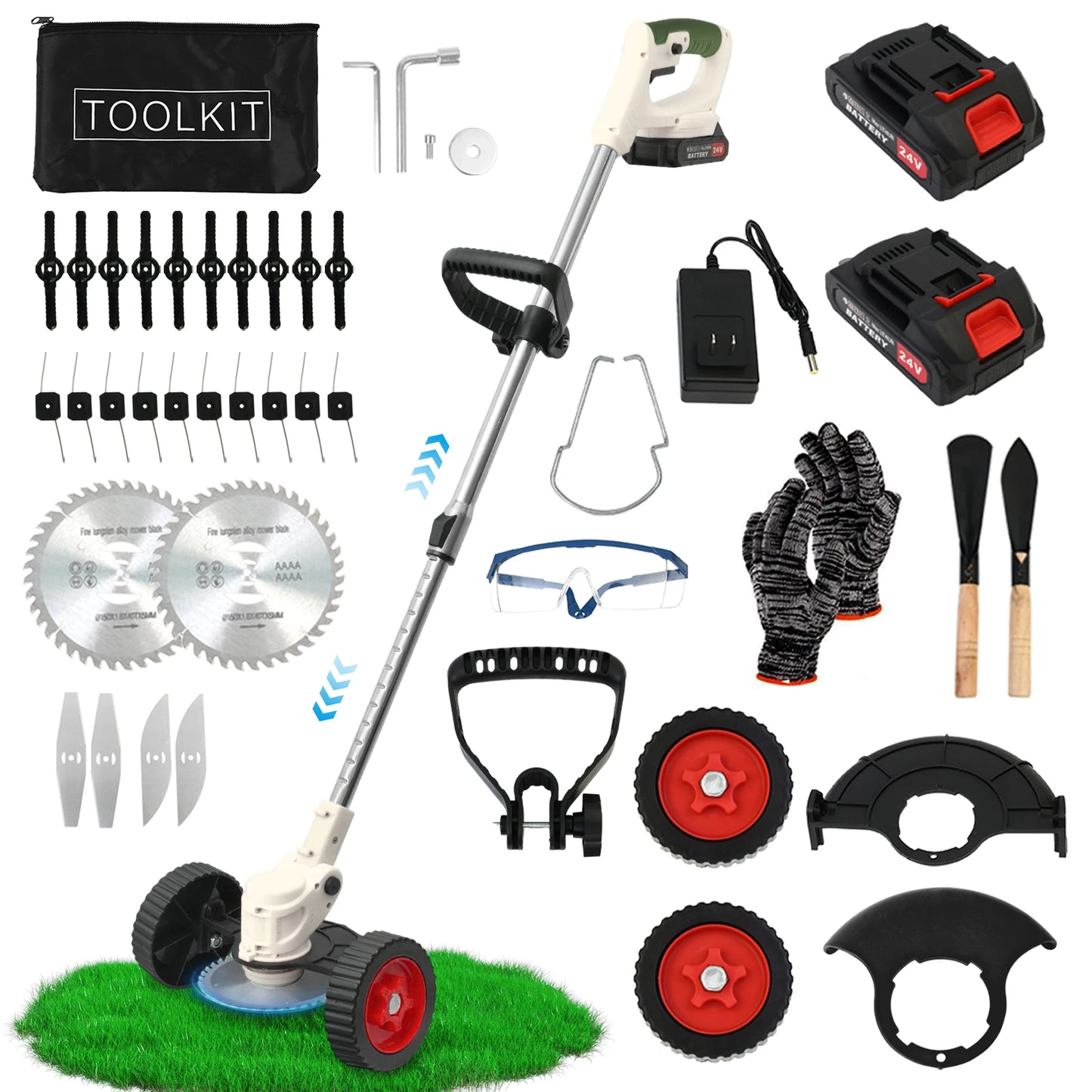 21V Cordless Grass Trimmer 3in1 With 2x2.0Ah Batteries And Charger
