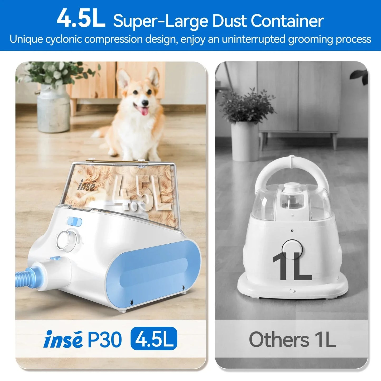 INSE P30 Dog Grooming Vacuum Ultra Low Noise Pet Kit