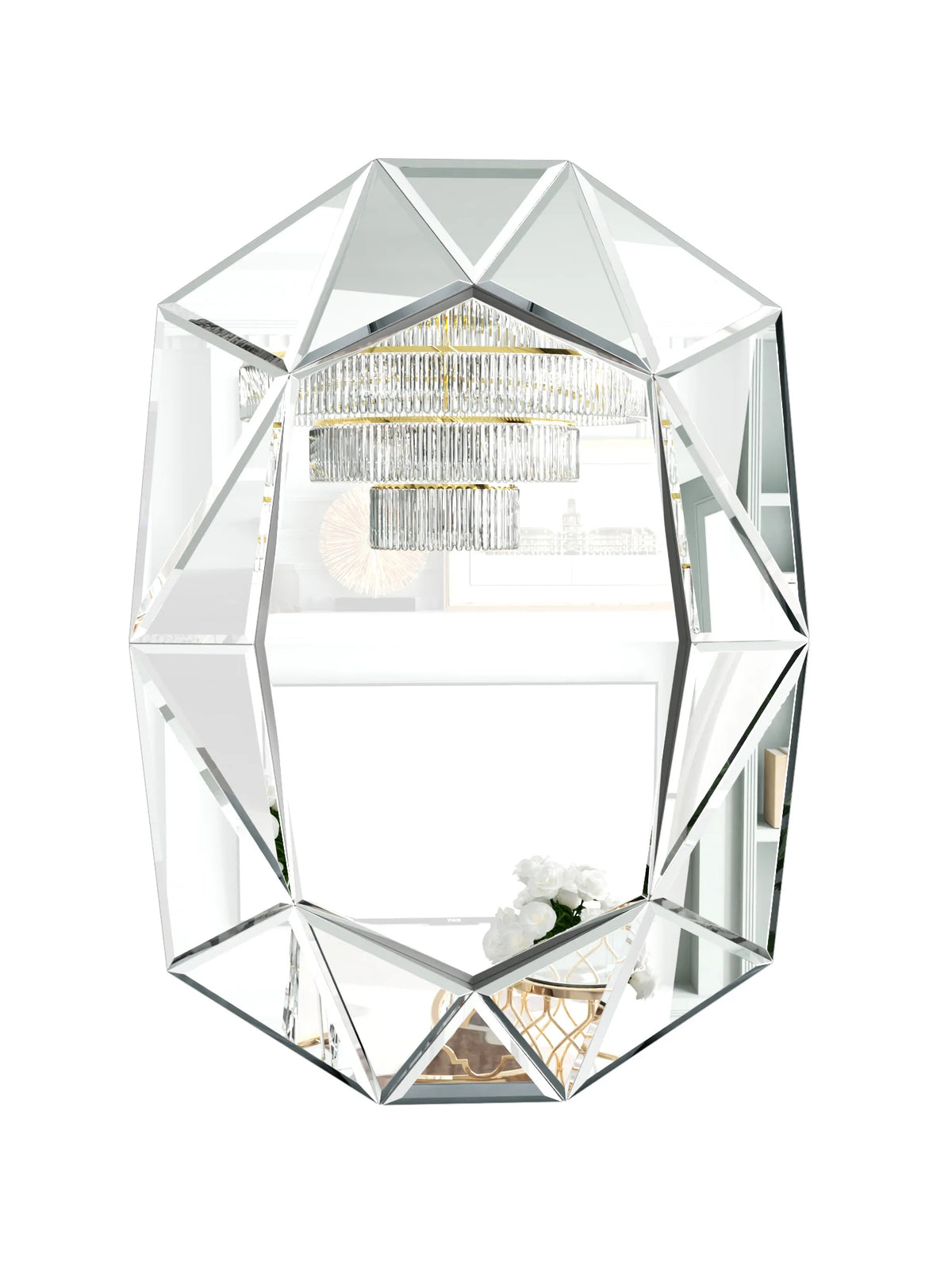 Wisfor Beveled Glass Wall Mirror With Diamond Edge Accents