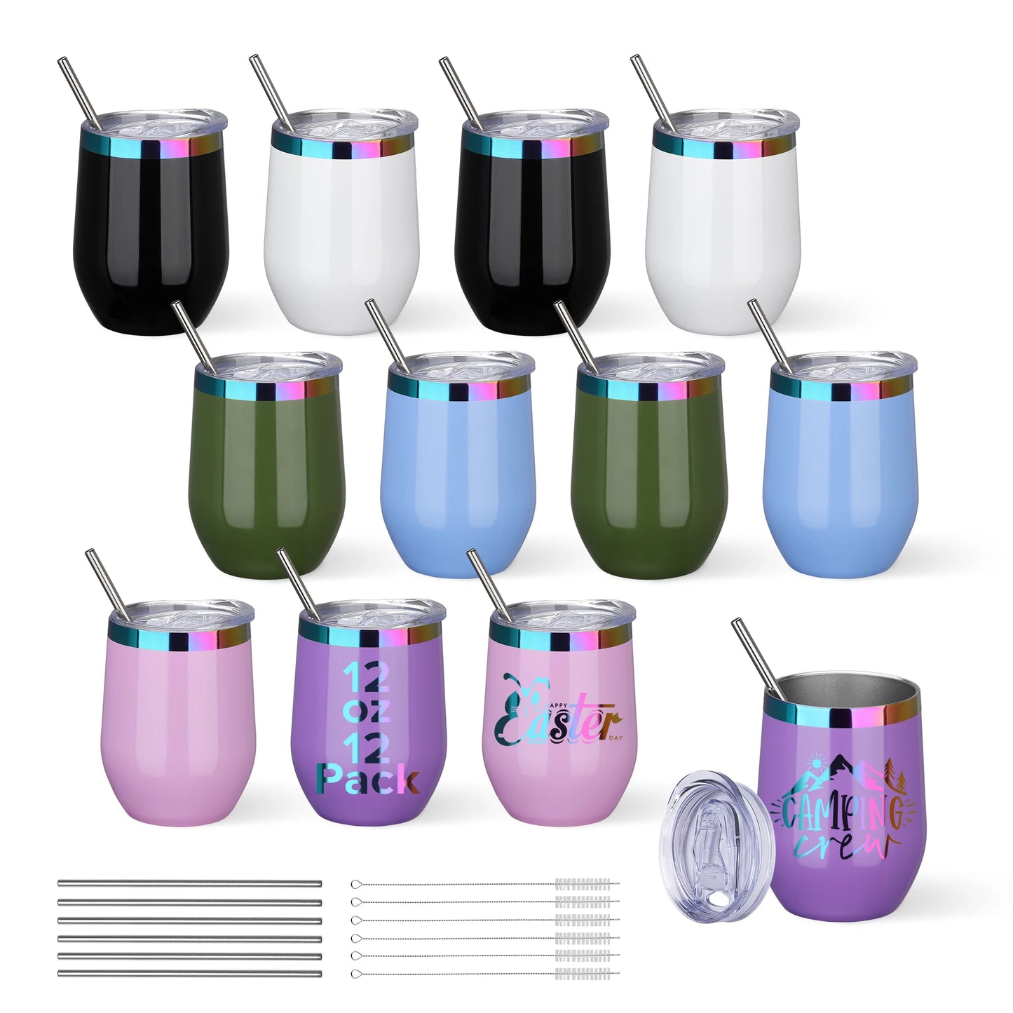 Fastsub Insulated Double Wall Stainless Steel Stemless Wine Glass