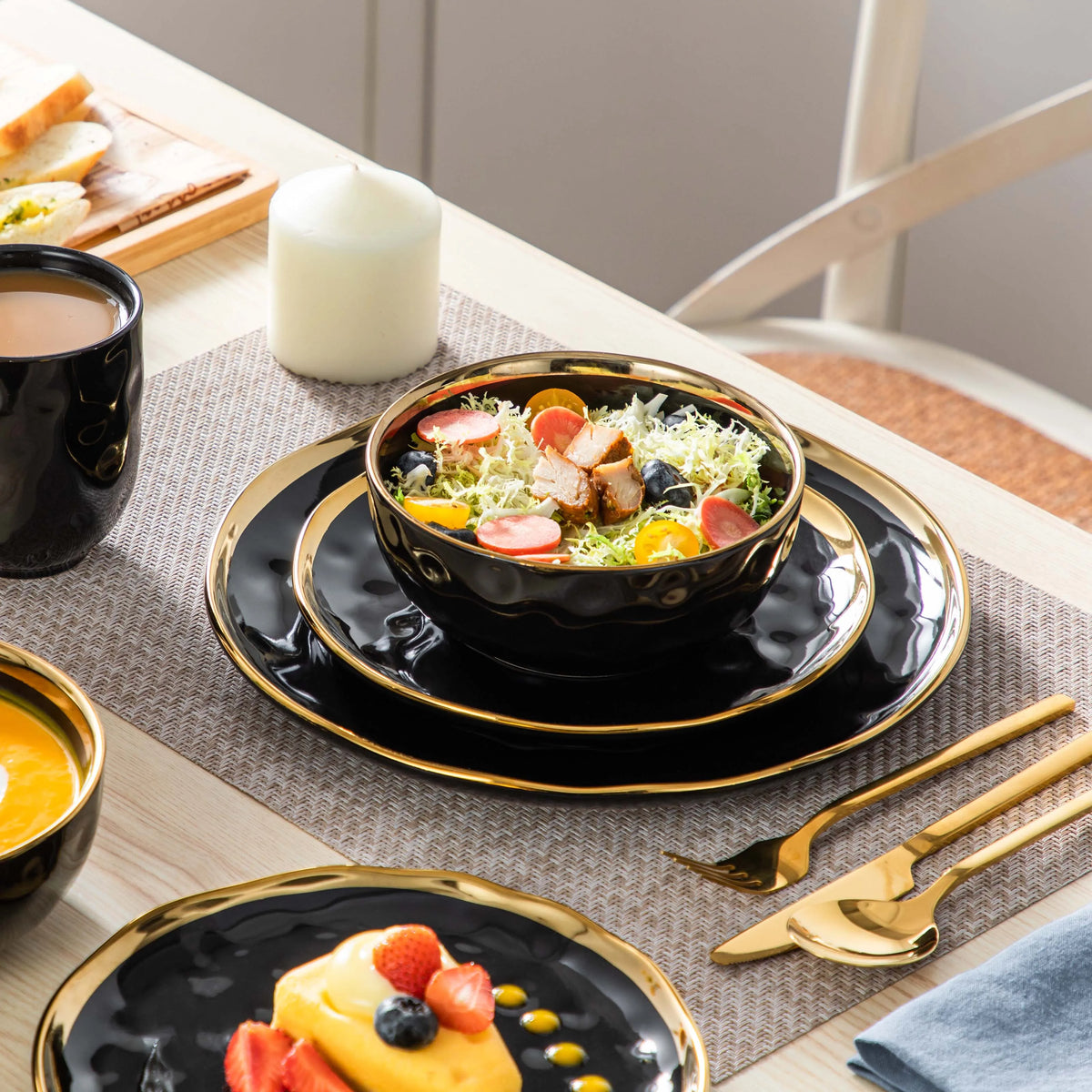 Malacasa Premium Ceramic Dinnerware Set With Bowls And Dining Plates