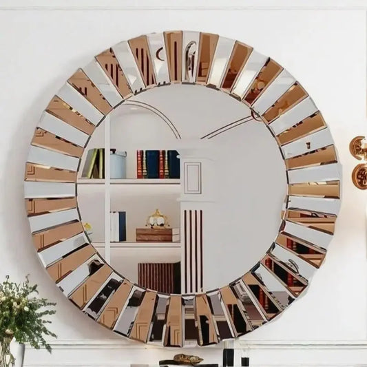 Elegant Round Starburst Wall Mirror For Living Room