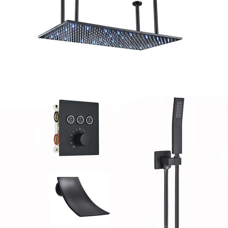 Wanmivezlo Brass LED Rain Shower Head Powered By Water Flow