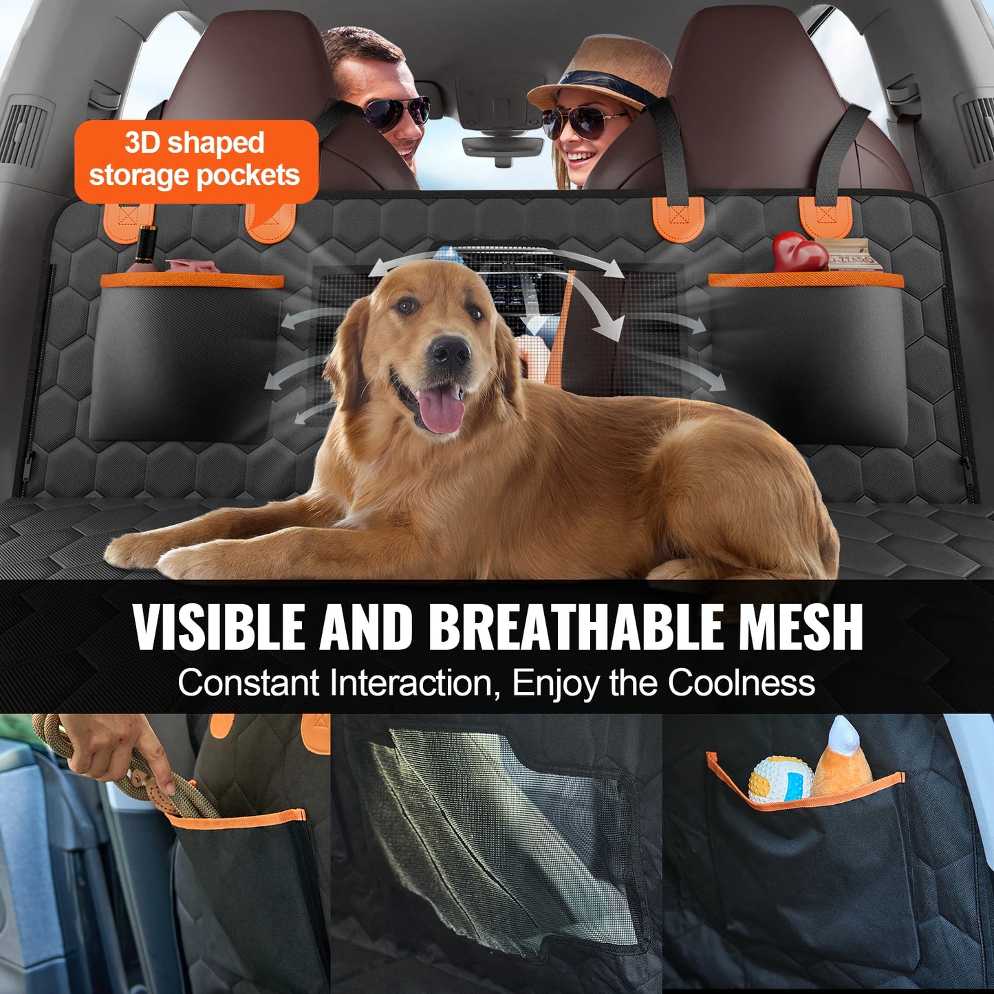 SucceBuy Dog Car Seat Extender With Mesh Window And Storage