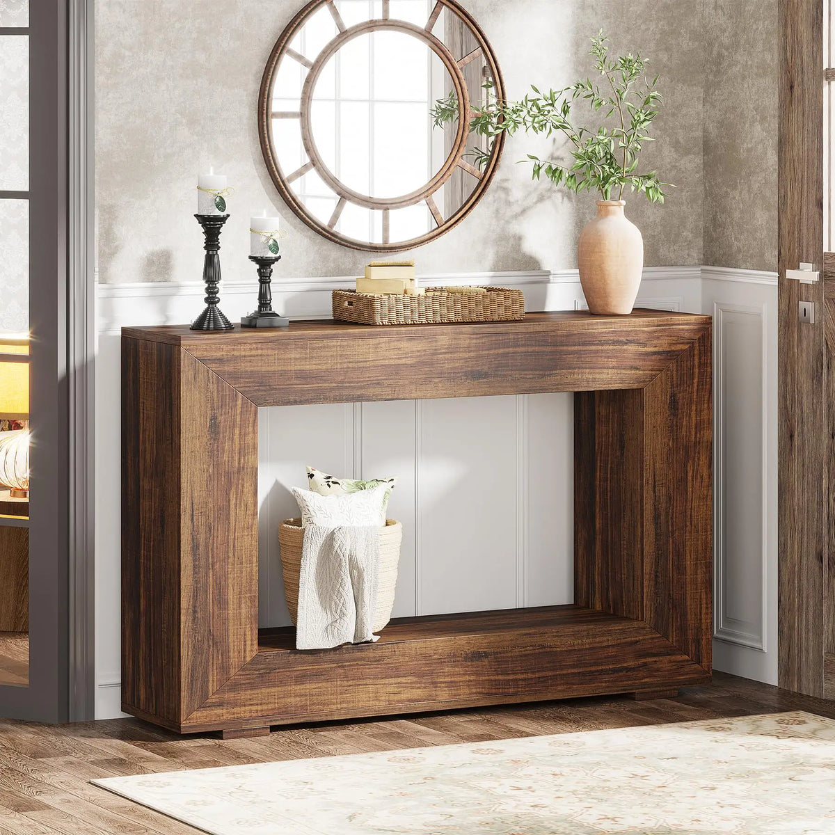 Tribesigns Industrial Farmhouse Console Table With Storage