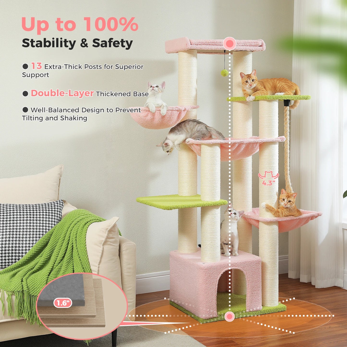 PAWZ Road Large Cat Tree With Five Levels And Hammock