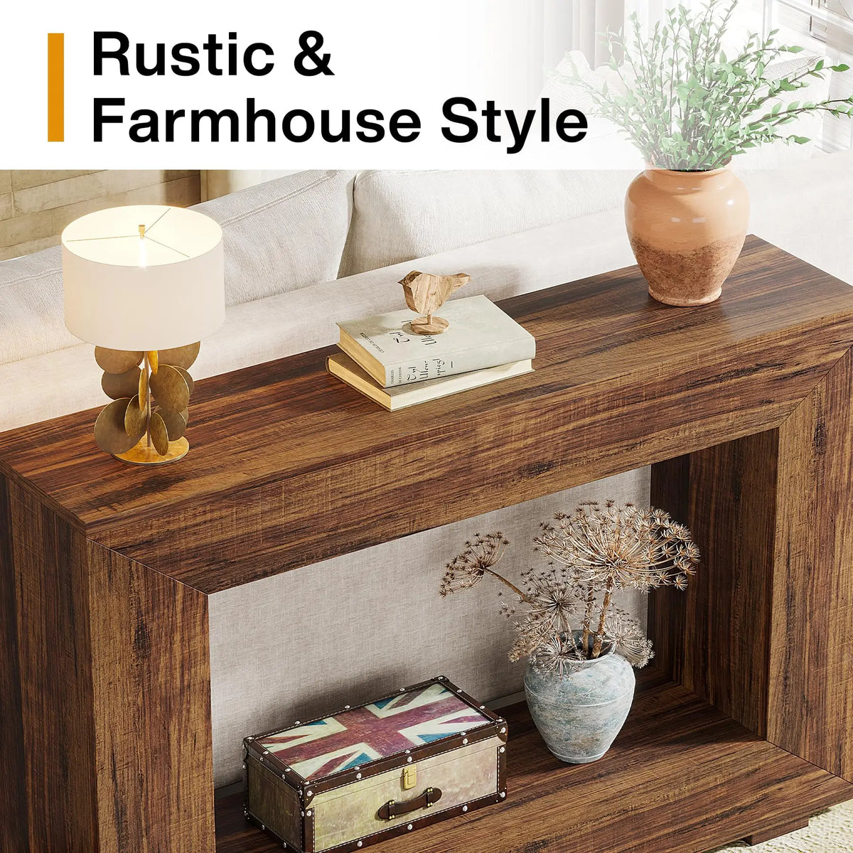 Tribesigns Industrial Farmhouse Console Table With Storage