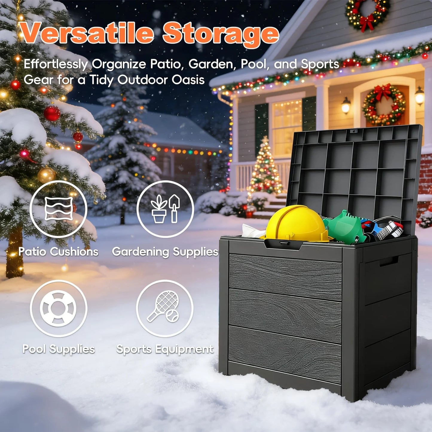 Outdoor Resin Storage Box With Locking Lid For Deck