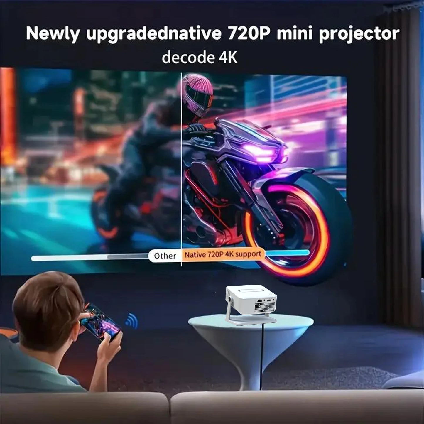Xnano Smart Android Projector With HDMI USB Bluetooth Speaker
