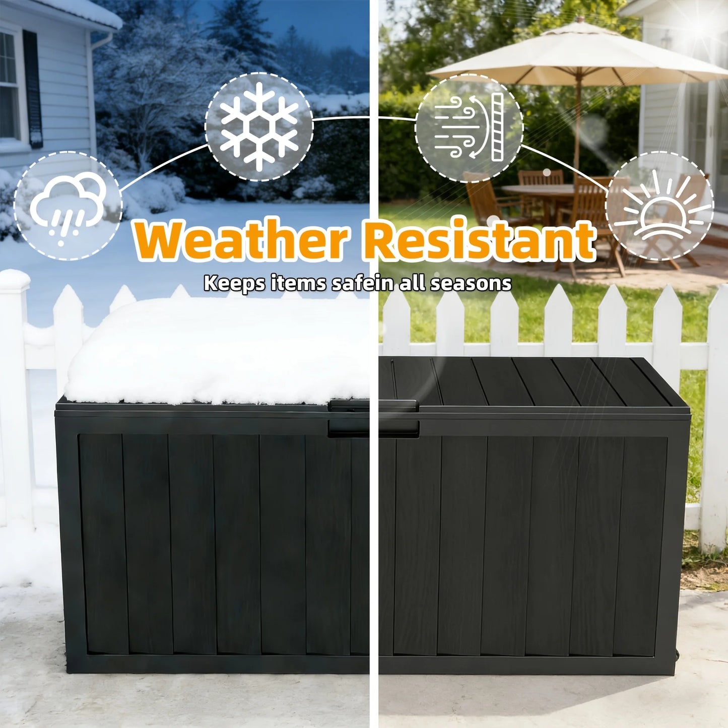 Outdoor Resin Storage Box With Locking Lid For Deck