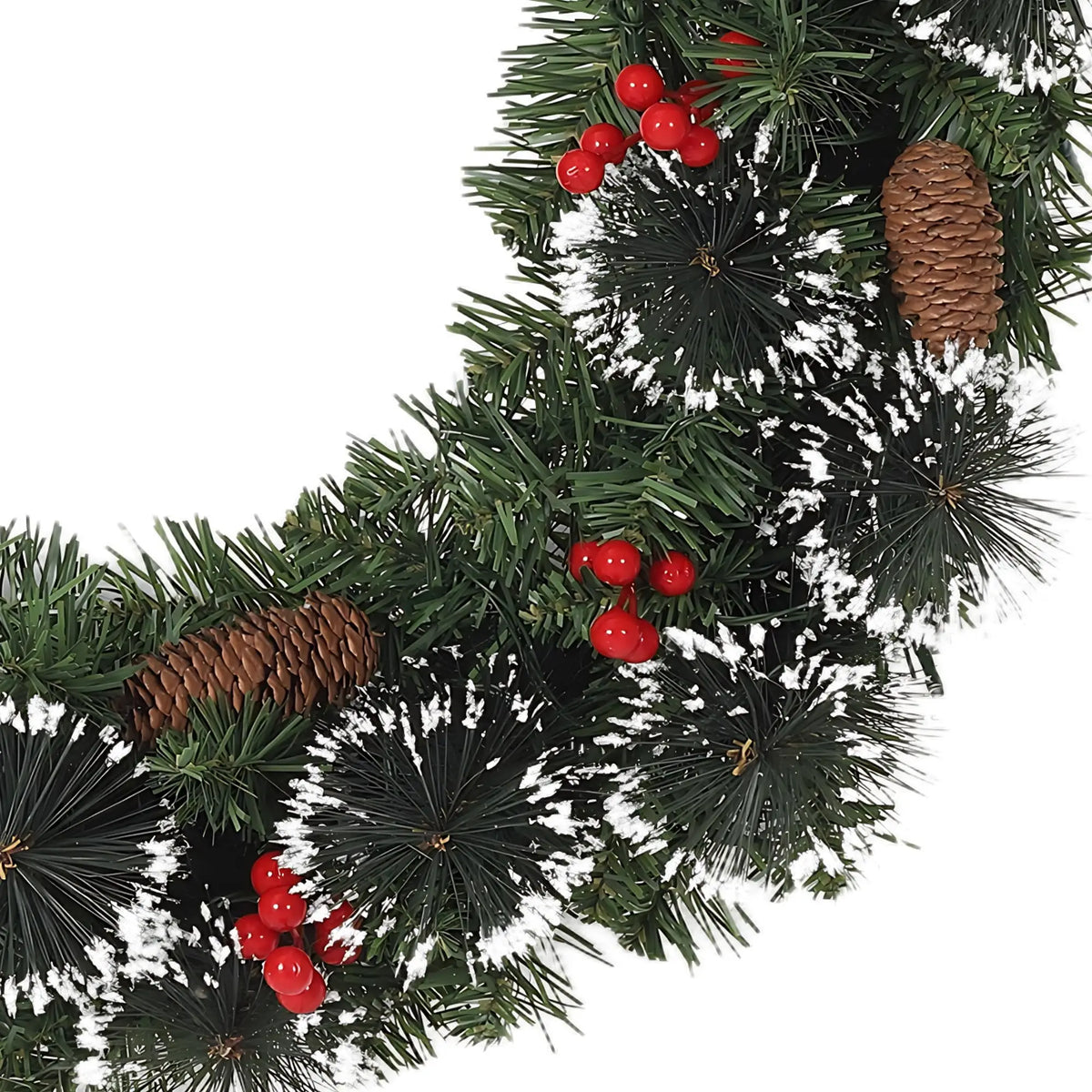 HiMISS Prelit Christmas Pine Wreath With LED Lights And Berries